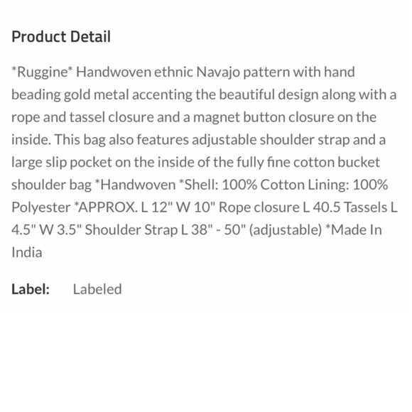 💕SOLD 🌸Ruggine Hand Woven Ethnic Navajo Pattern With Hand Beading Gold Metal - Picture 9 of 9